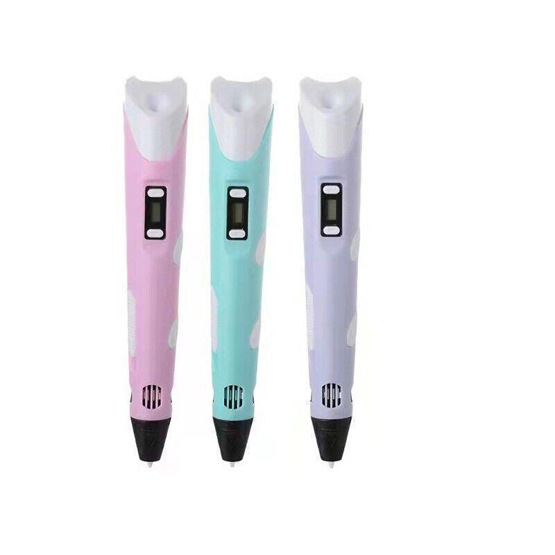 3D Printing Pen Drawing Pen Printer + LCD Screen + USB + 3 Free Filaments Gift - Pink