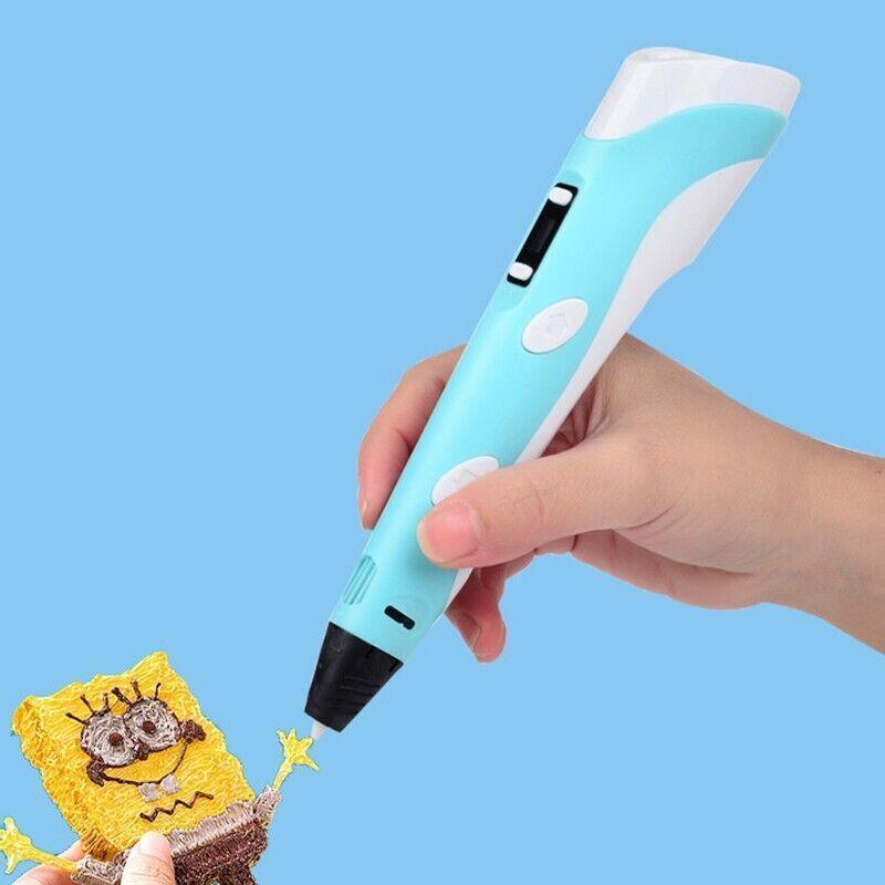 3D Printing Pen Drawing Pen Printer + LCD Screen + USB + 3 Free Filaments Gift - Pink