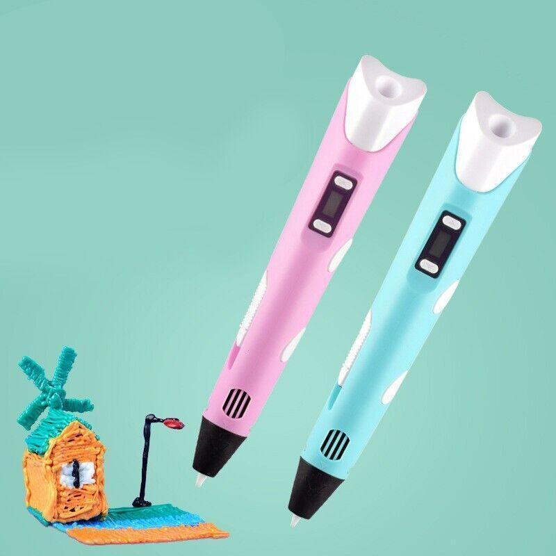 3D Printing Pen Drawing Pen Printer + LCD Screen + USB + 3 Free Filaments Gift - Purple