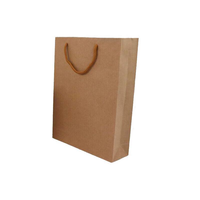 50X Kraft Paper Bags Gift Shopping Carry Craft Brown Bag With Handles - 50PCS  17*24*10CM
