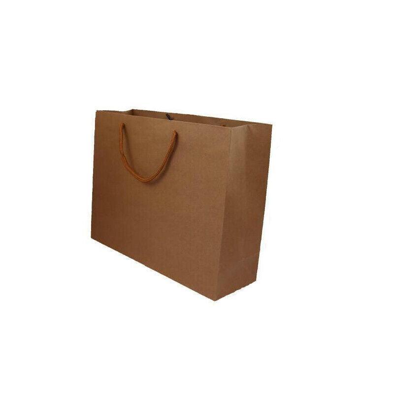 50X Kraft Paper Bags Gift Shopping Carry Craft Brown Bag With Handles - 50PCS  17*24*10CM