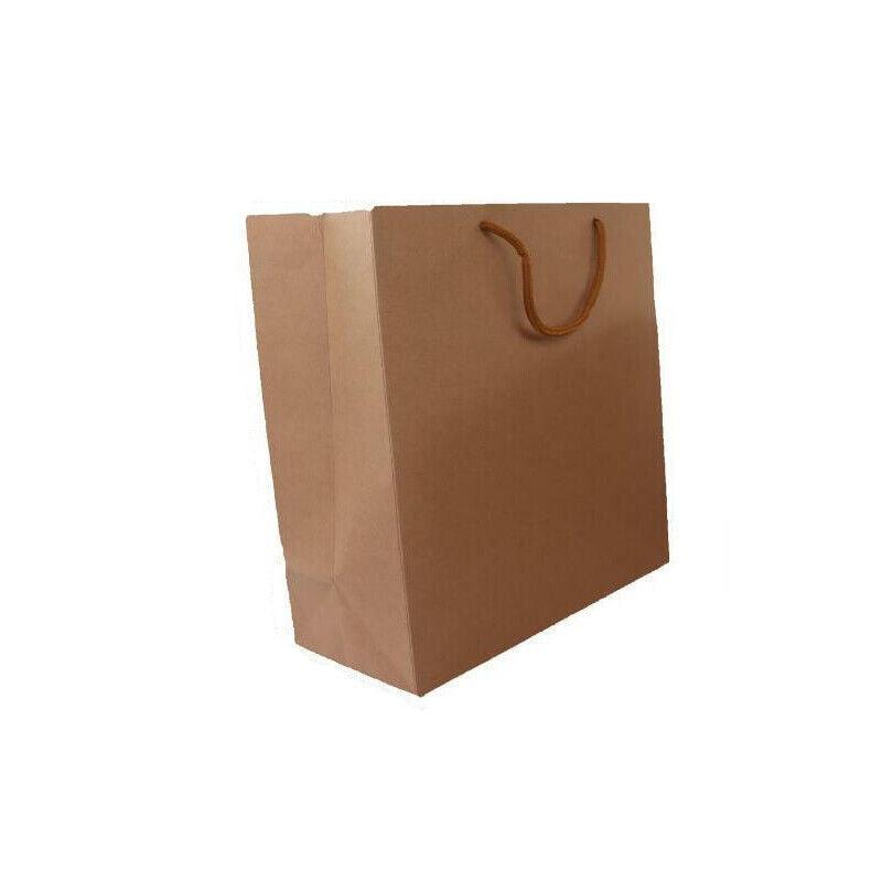 50X Kraft Paper Bags Gift Shopping Carry Craft Brown Bag With Handles - 50PCS  25*20*9CM