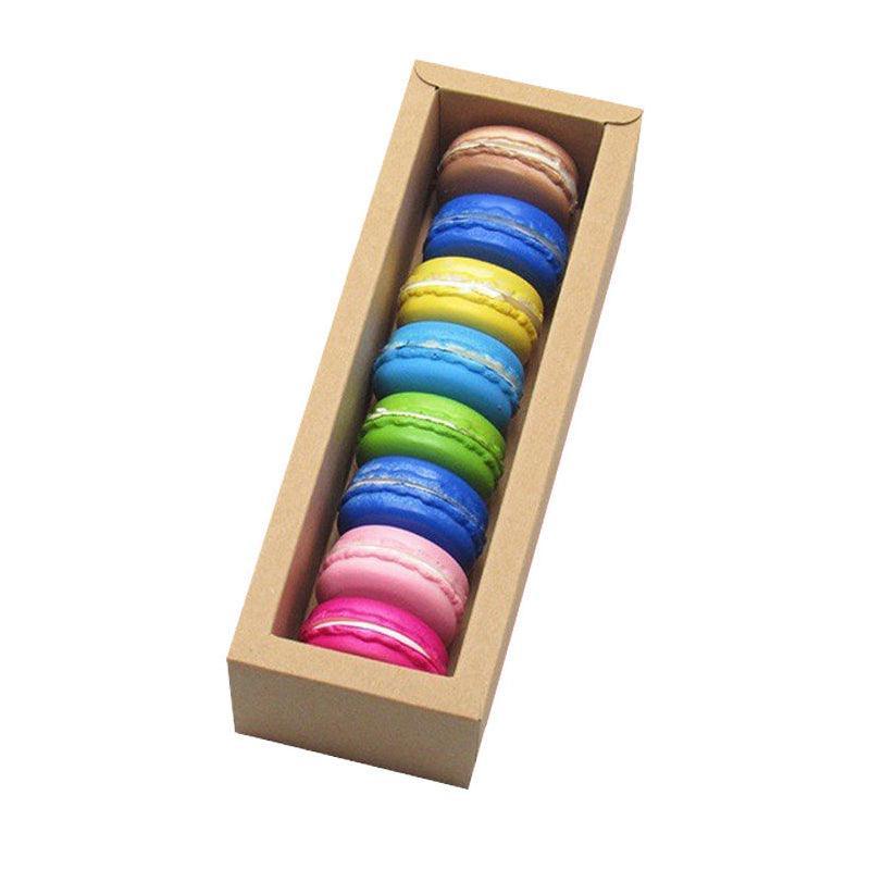 25Pcs White/Kraft Macaron Boxes 8/16 Hold Rectangular Favour Bomboniere Cookie - Kraft 8 Hold