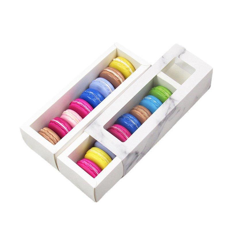 25Pcs White/Kraft Macaron Boxes 8/16 Hold Rectangular Favour Bomboniere Cookie - Kraft 16 Hold