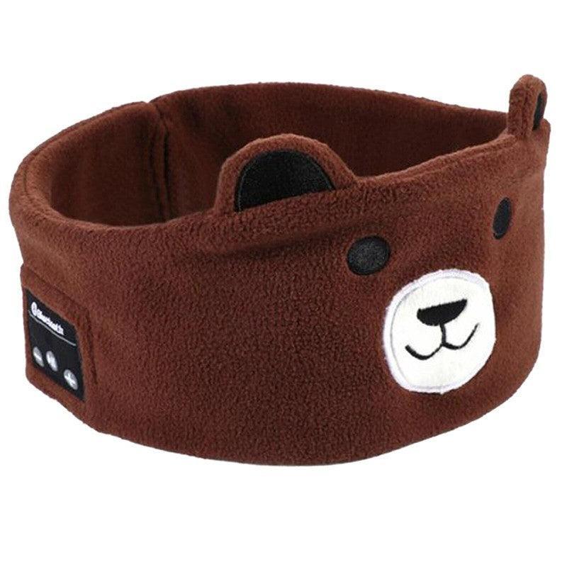 Cute Bluetooth Headband Headphones Wireless Sleep Music Mask with Mic - Dark Orange-Fox