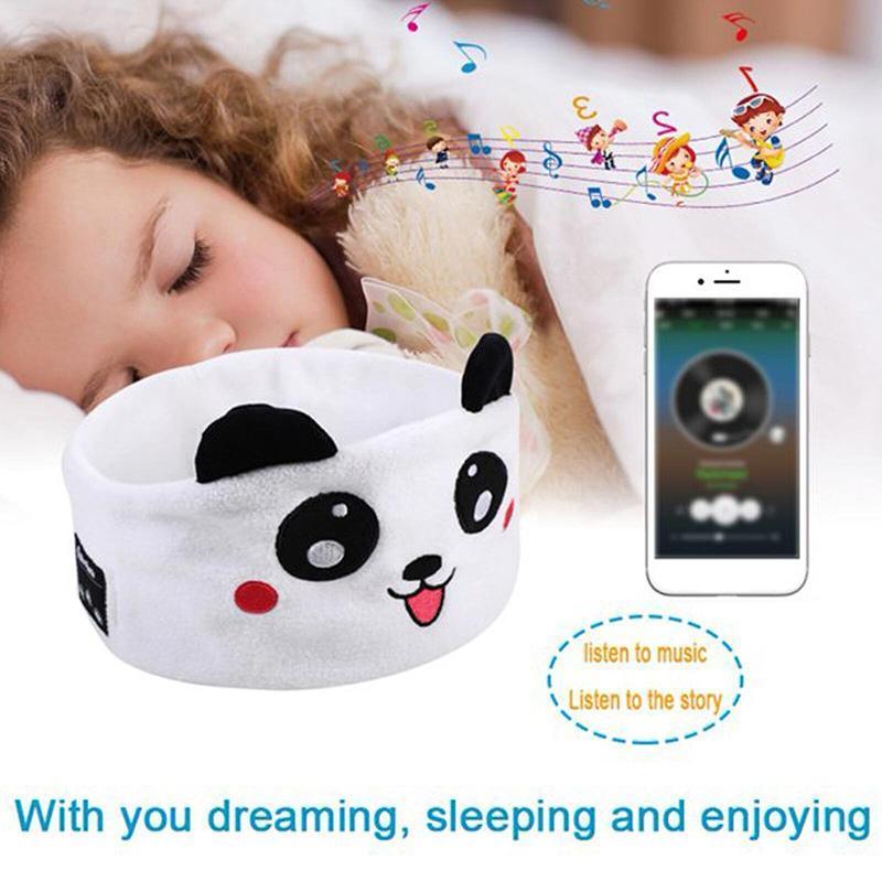 Cute Bluetooth Headband Headphones Wireless Sleep Music Mask with Mic - Orange-Cat