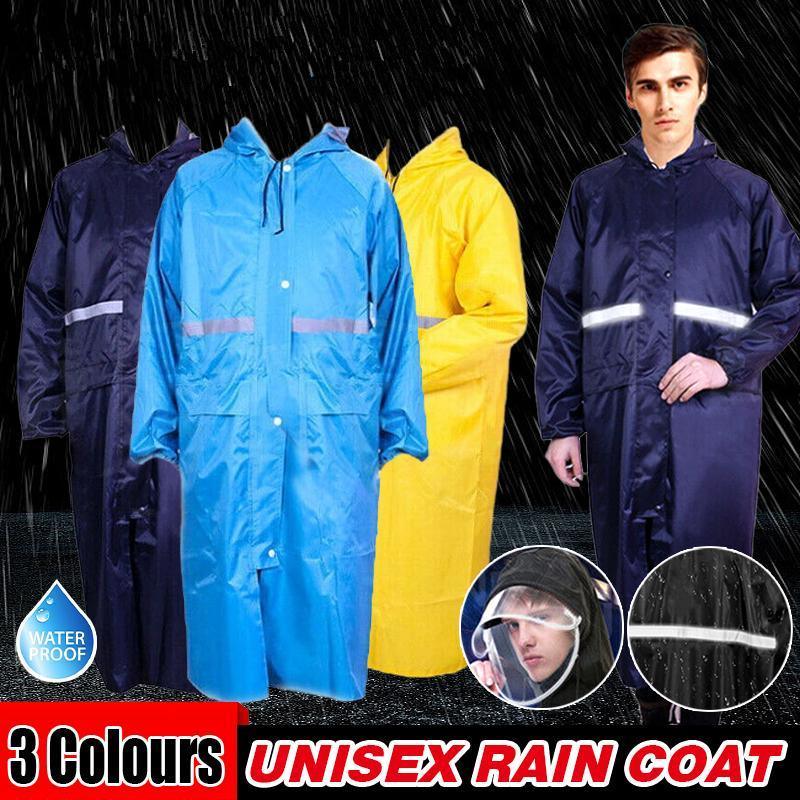 Men's Overalls Waterproof Raincoat Lightweight Work Hooded Long Coats RAIN COAT L Size - Yellow