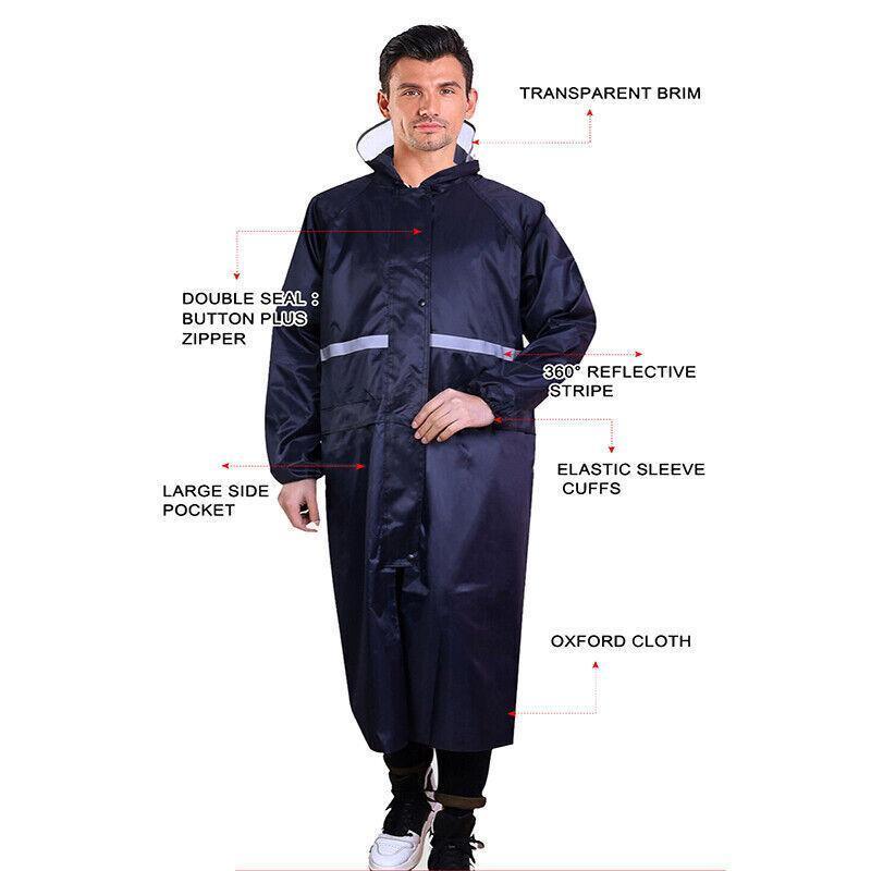 Men's Overalls Waterproof Raincoat Lightweight Work Hooded Long Coats RAIN COAT L Size - Yellow