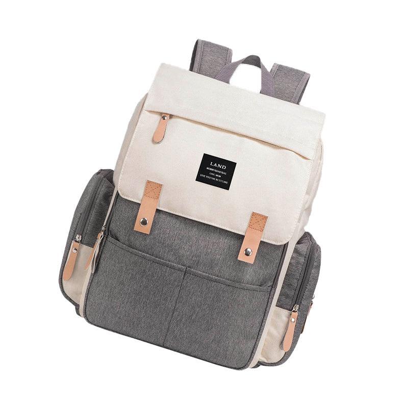 Multifunctional Diaper Backpack Changing Bag Nappy Mummy Travel Organiser - Beige Grey
