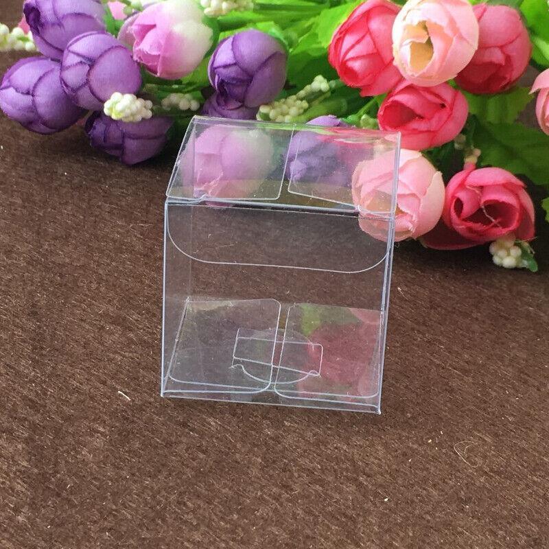 50 PVC Clear Transparent Macaron Square Cube Boxes For Wedding Favour Gift Candy - 70x70x70MM