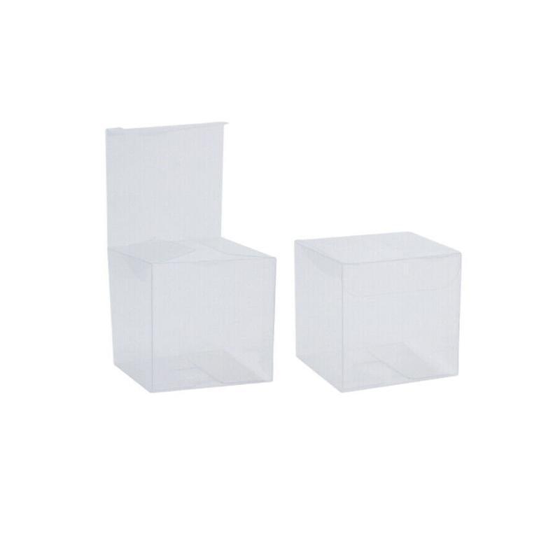50 PVC Clear Transparent Macaron Square Cube Boxes For Wedding Favour Gift Candy - 70x70x70MM