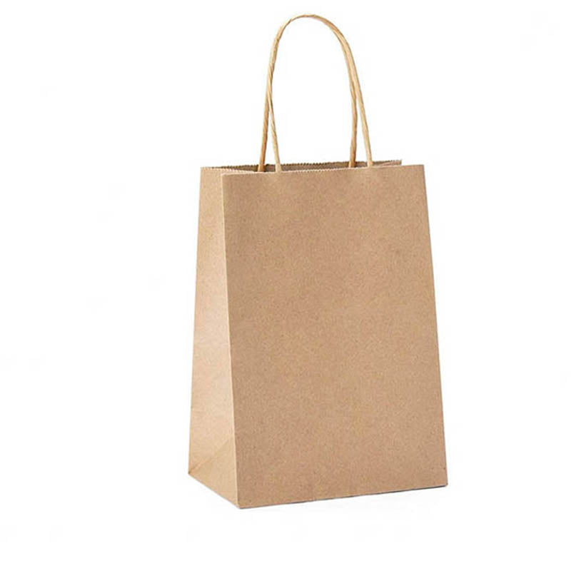 50X Kraft Paper Bags Gift Shopping Carry Craft Brown Bag With Handles - S-15cmx21cmx8cm