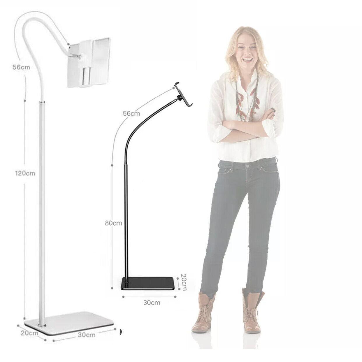 Adjustable Floor/Desk Stand Bed Lazy Mount Holder Arm Bracket For Phone Tablet - Floor Stand (135cm&Black)