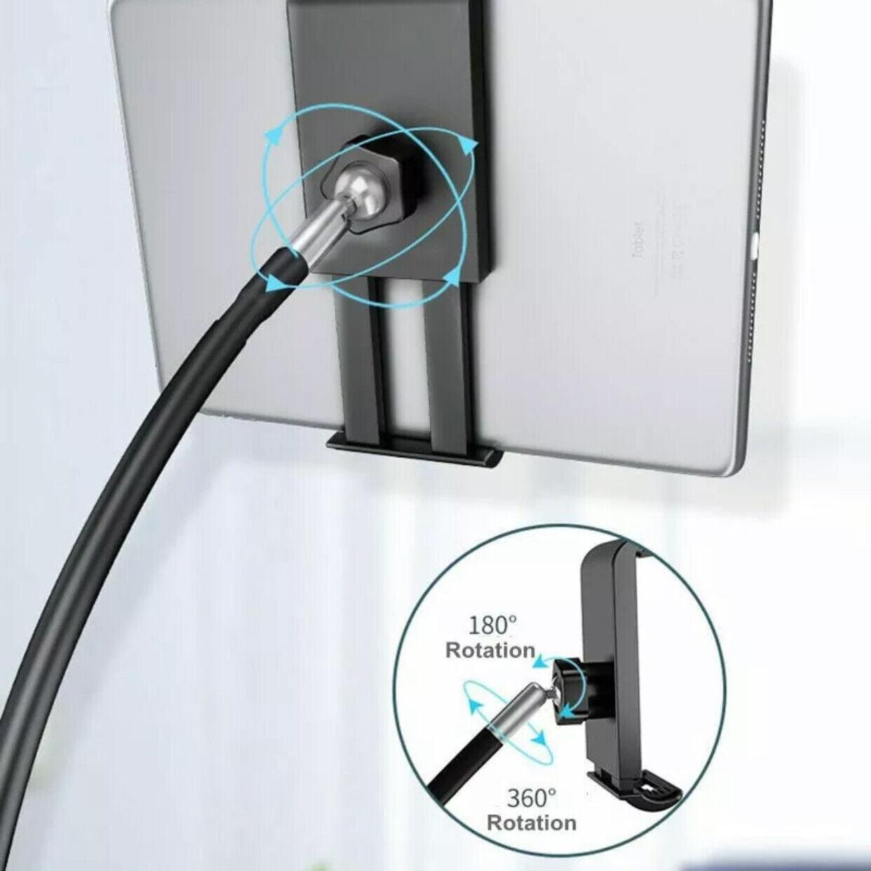 Adjustable Floor/Desk Stand Bed Lazy Mount Holder Arm Bracket For Phone Tablet - Floor Stand (135cm&Black)