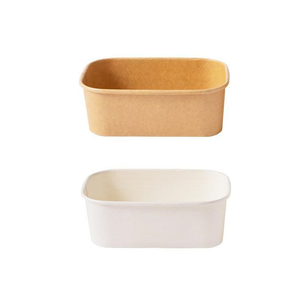 Kraft Paper Bowl for Takeaway Leak-Proof Disposable Food Container - White-1000ml-300pcs