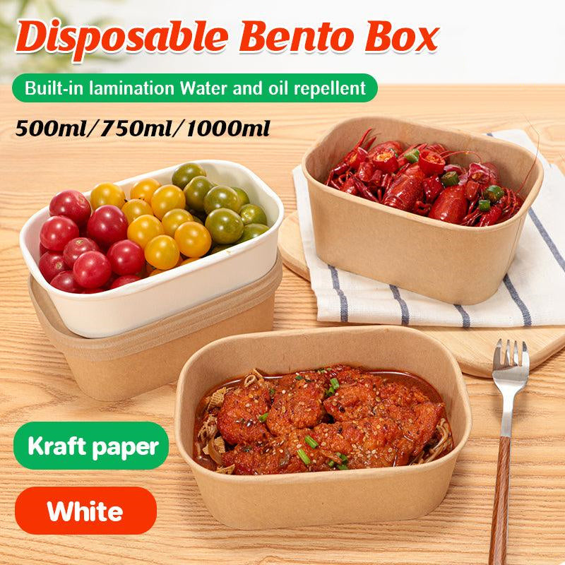 Kraft Paper Bowl for Takeaway Leak-Proof Disposable Food Container - White-Paper Lid-300pcs