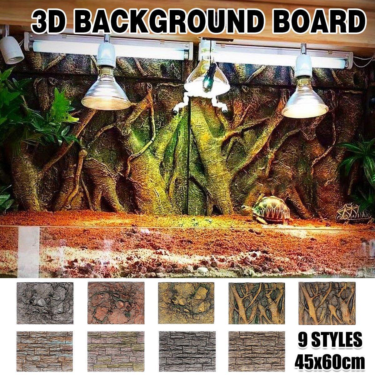 Pet Reptile Tank Board 3D Foam Backgrounds and Habitat Decoration 9 Styles - E
