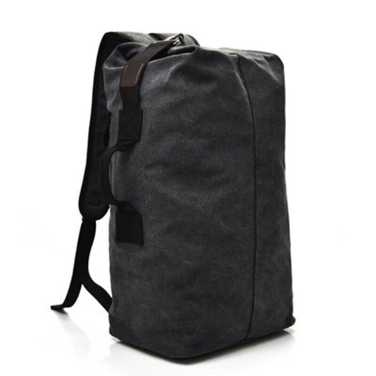 Large Capacity Travel Backpack for Men Outdoor Sports Bag Canvas Rucksack - Black-Big