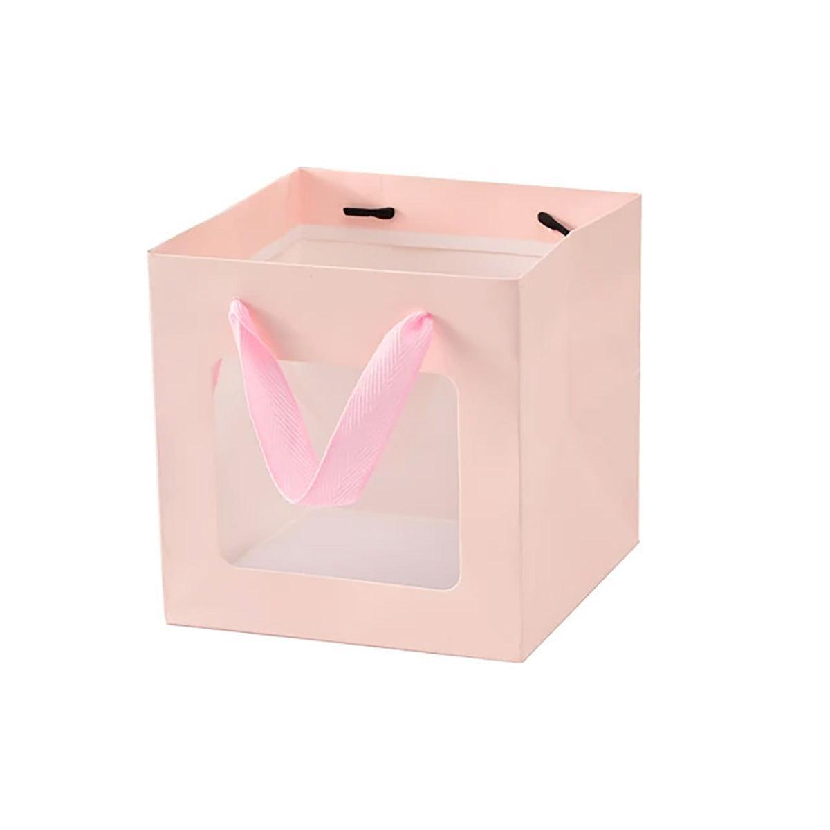 20PCS Open Window for Flower Doll Wedding Gift Transparent Square Packaging Bag - Pink 15-15-15cm
