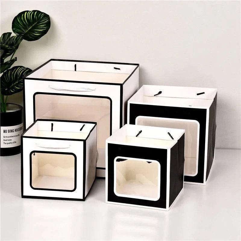 20PCS Open Window for Flower Doll Wedding Gift Transparent Square Packaging Bag - White 15-15-15cm