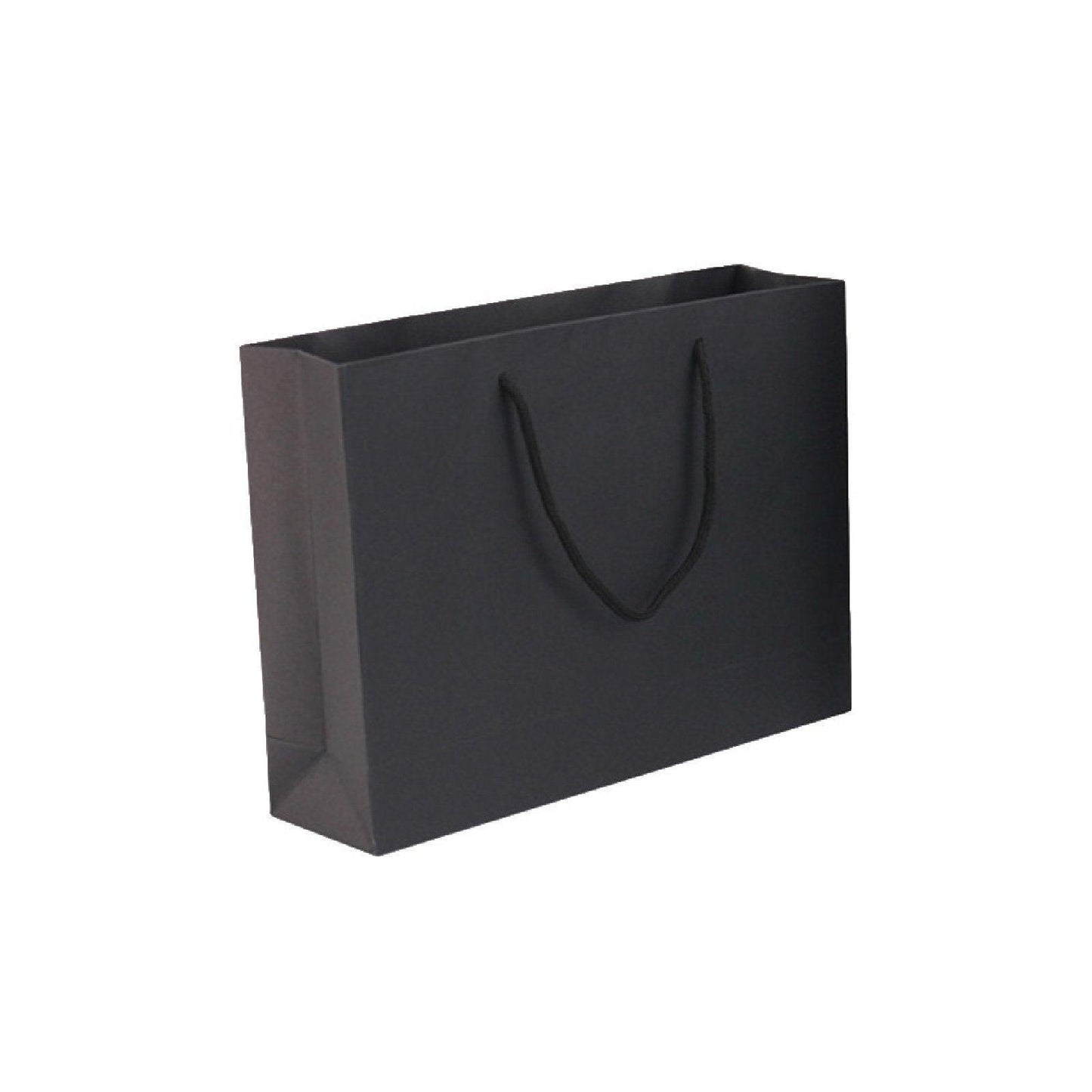 25X Kraft Paper Bags Gift Shopping Bag Carry White Pink Black Bag With Handles - Black-17-24-10