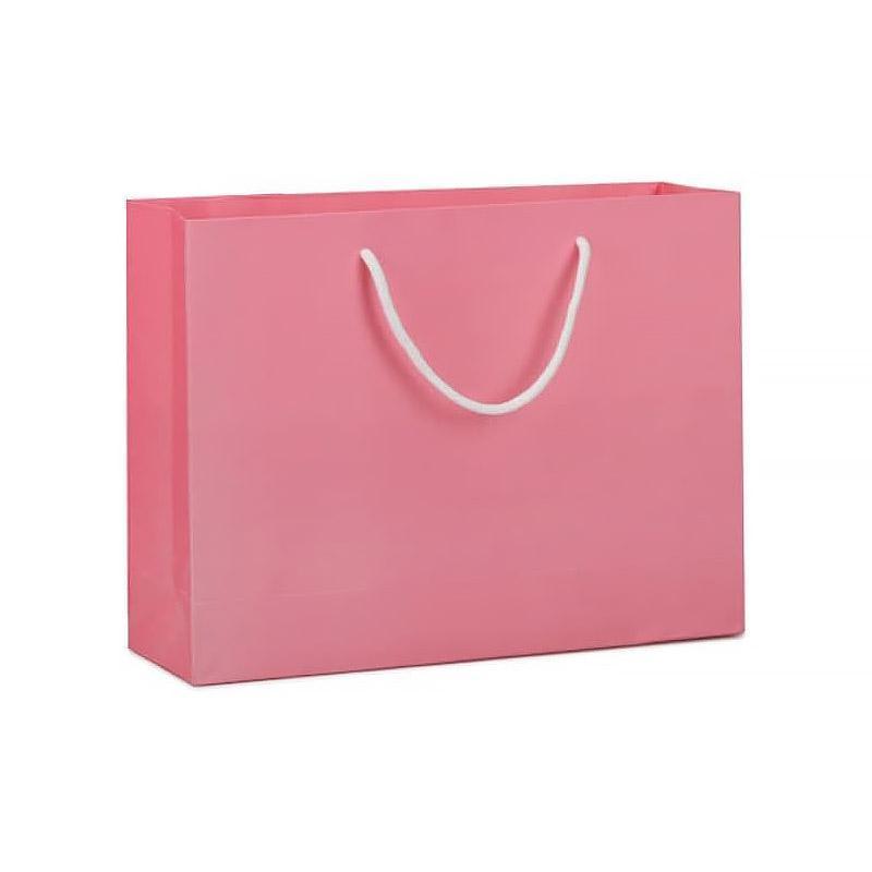 25X Kraft Paper Bags Gift Shopping Bag Carry White Pink Black Bag With Handles - Pink-22-30-8