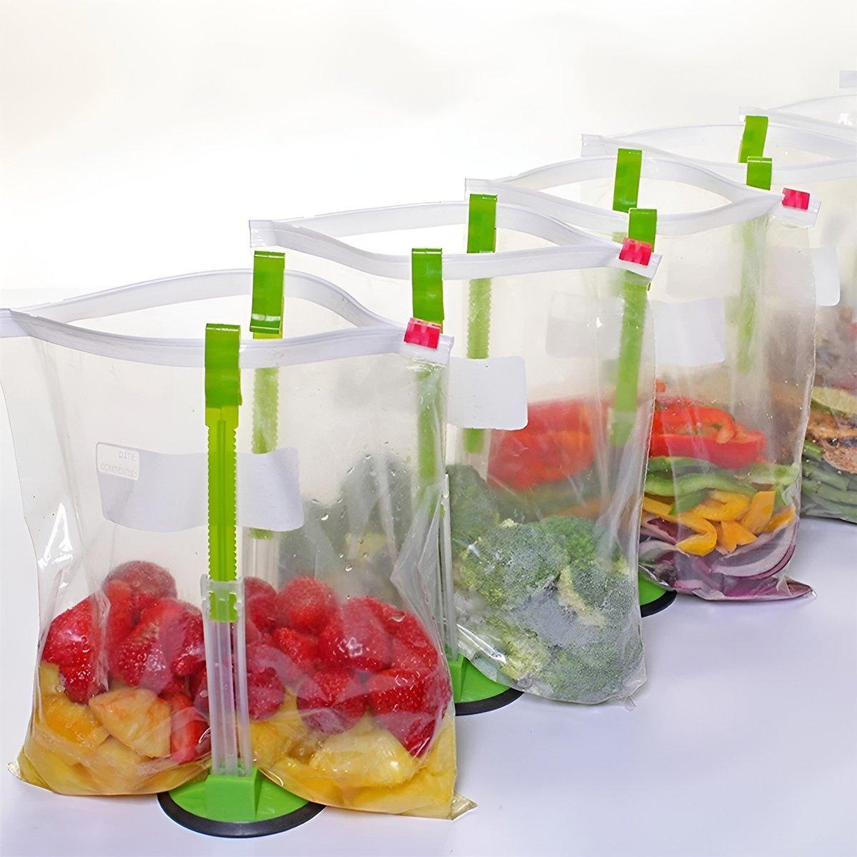 8PCS Kitchen Bag Holder Stand Plastic Storage Rack Food Storage Bag Organizer