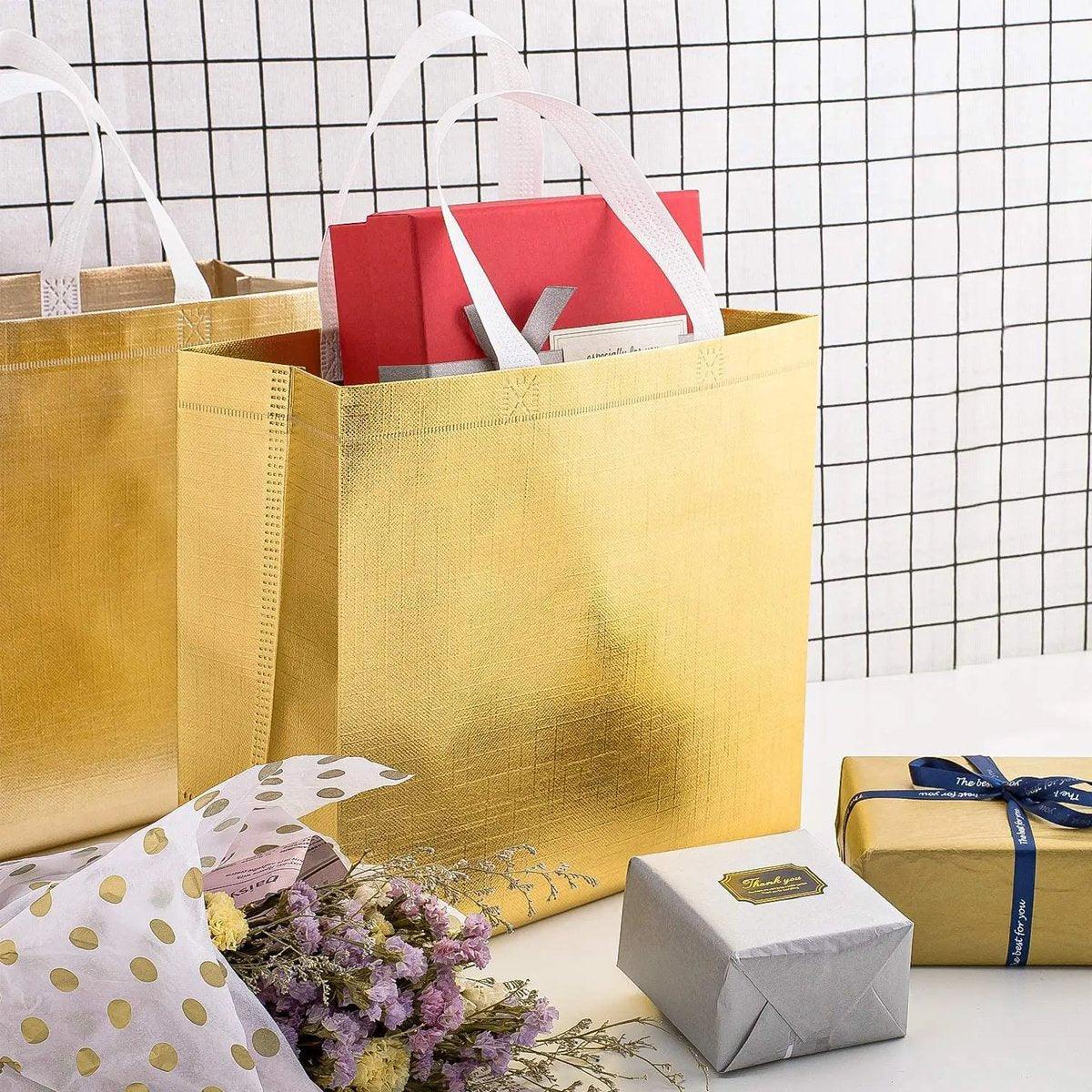 25PCS Embossed Non-Woven Tote Bag Fashion Shopping Gift Packaging Bag - Red-40*30*12cm