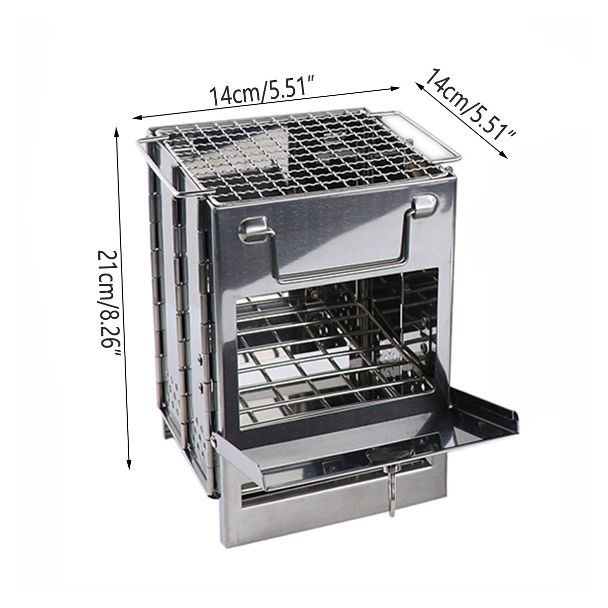 Outdoor Camping Mini Folding Wood Burning Stove Picnic Stainless Steel BBQ Grill