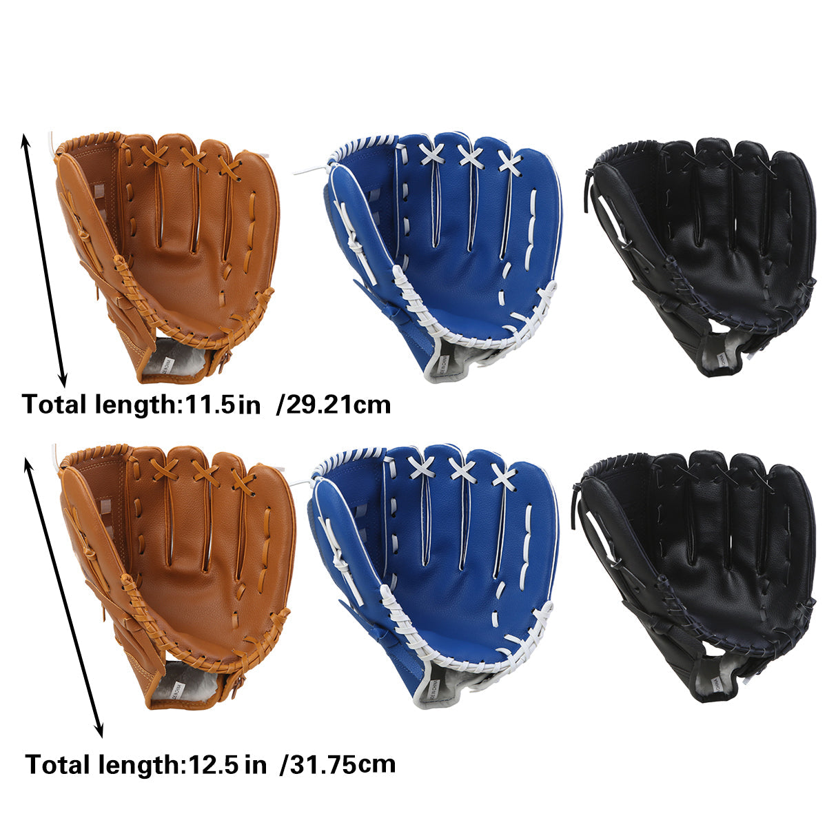Baseball Glove Thickened Softball Glove Pitcher Mitt Sports Training Outdoor - Brown - 11.5in