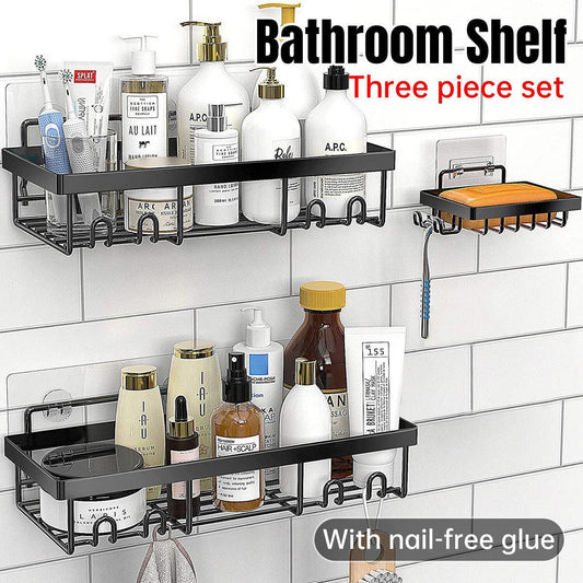 Perforation Free Bathroom Shelf Space Saving Storage Rack Organizer for Home Use
