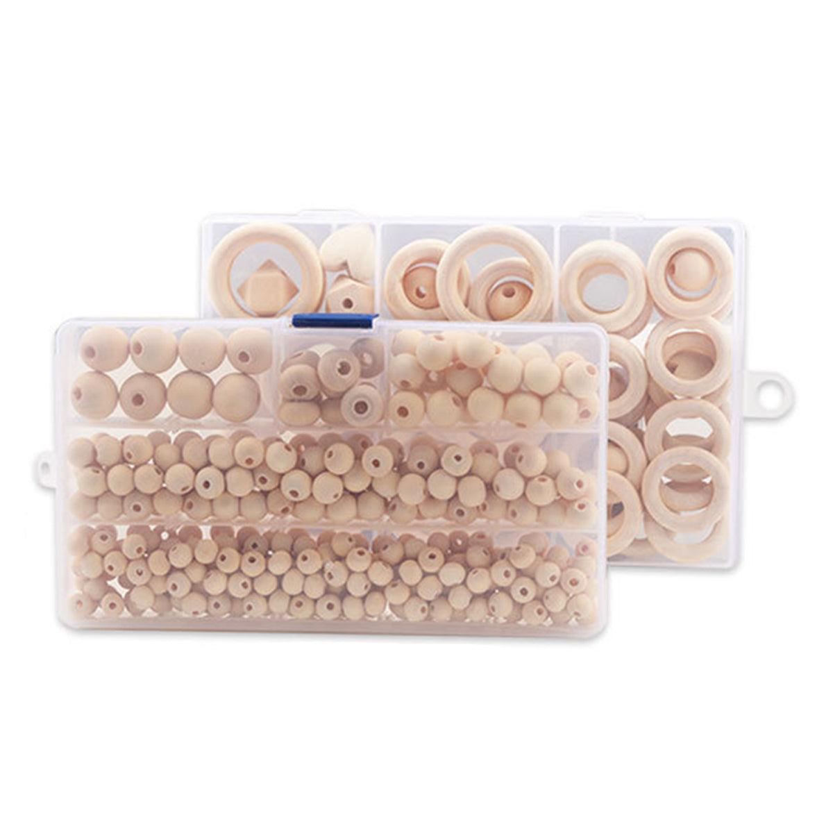 414pcs DIY Beading Kit Round Wooden Beads Set Craft Jewelry Supplies Home Decor