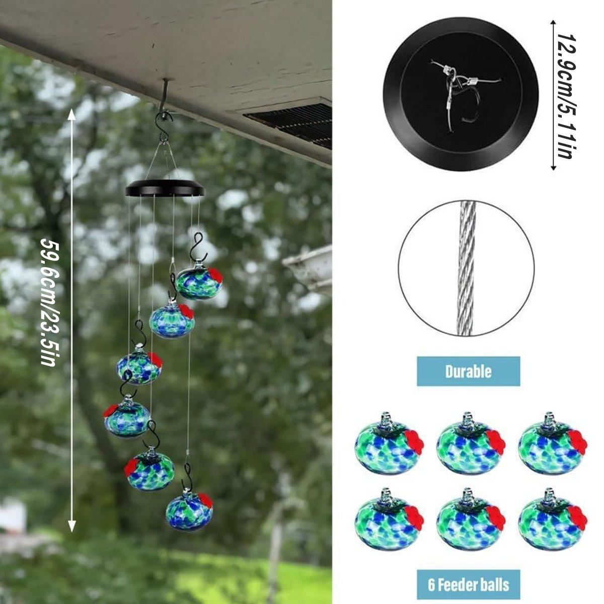 Hanging Hummingbird Feeder Outdoor Garden Nectar Dispenser Attracting Birds - Red Green