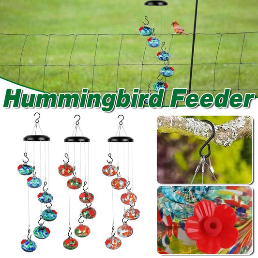 Hanging Hummingbird Feeder Outdoor Garden Nectar Dispenser Attracting Birds - Red Blue