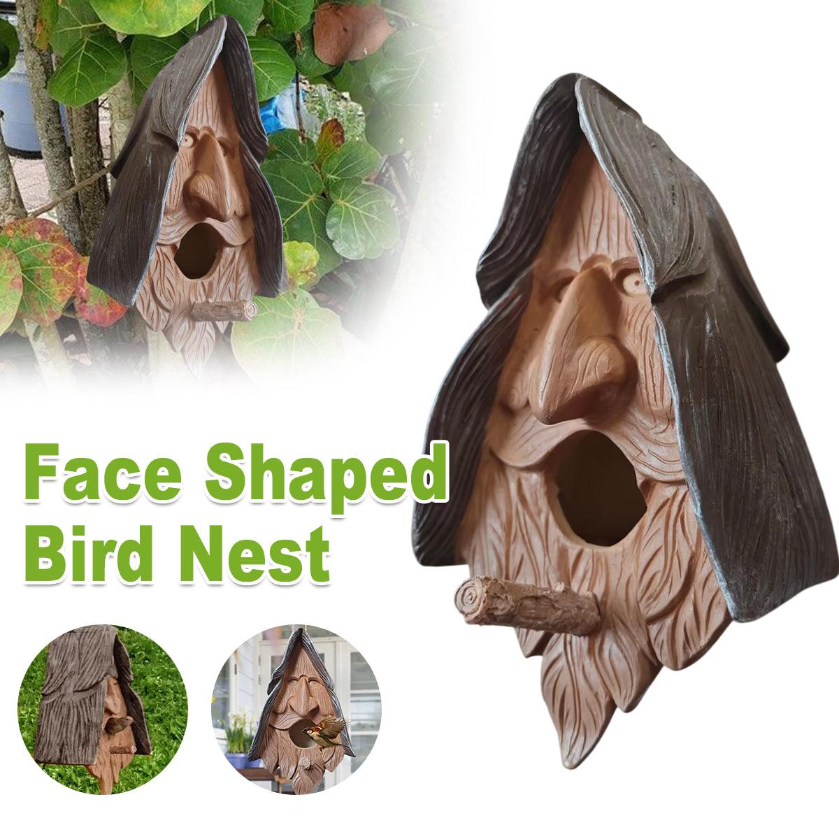 Human Face Birdhouse Resin Garden Ornament Outdoor Bird Nest Decor Statue