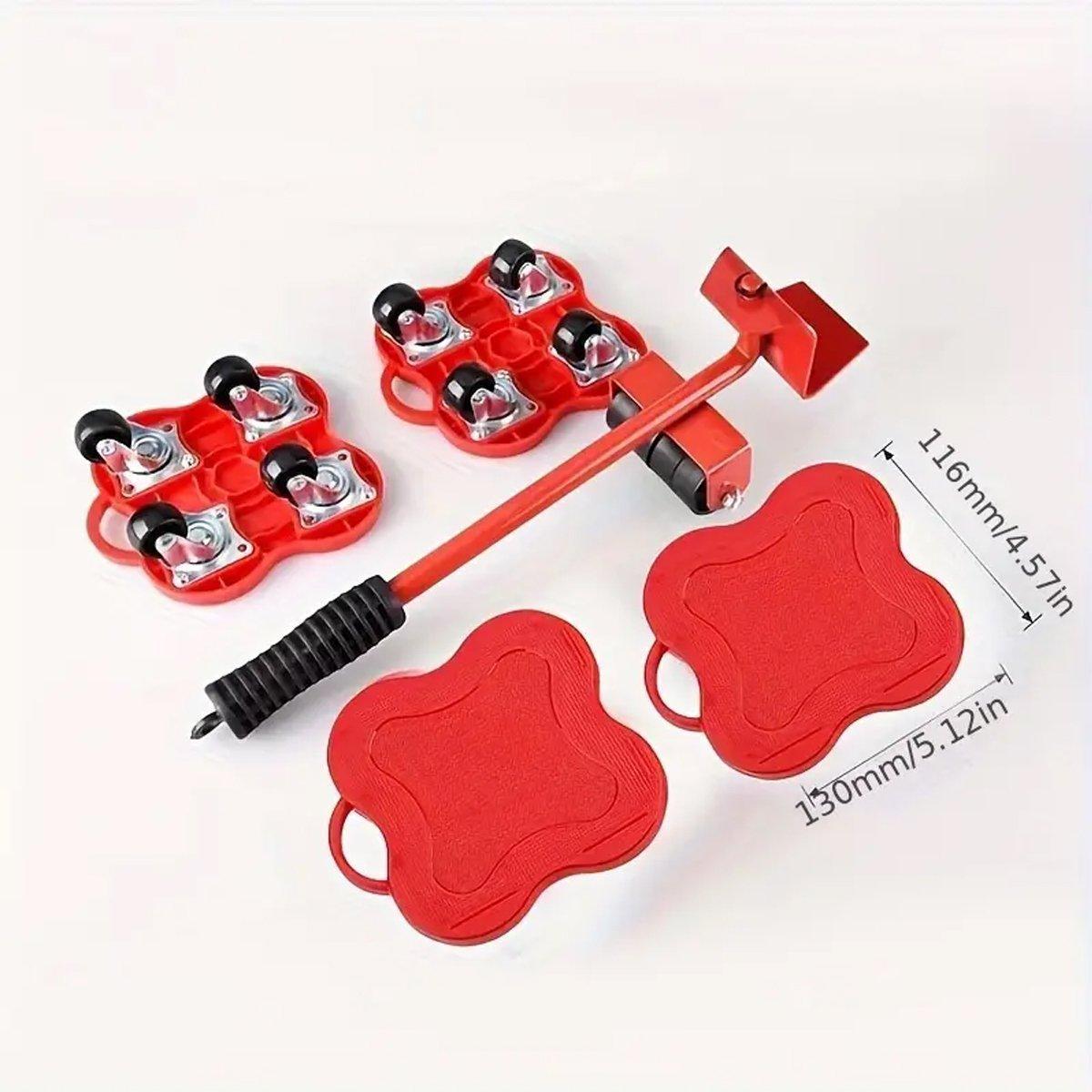 Heavy Duty Moving Tool Set Easy Move Five Piece Furniture Lifter Kit for Home - Black