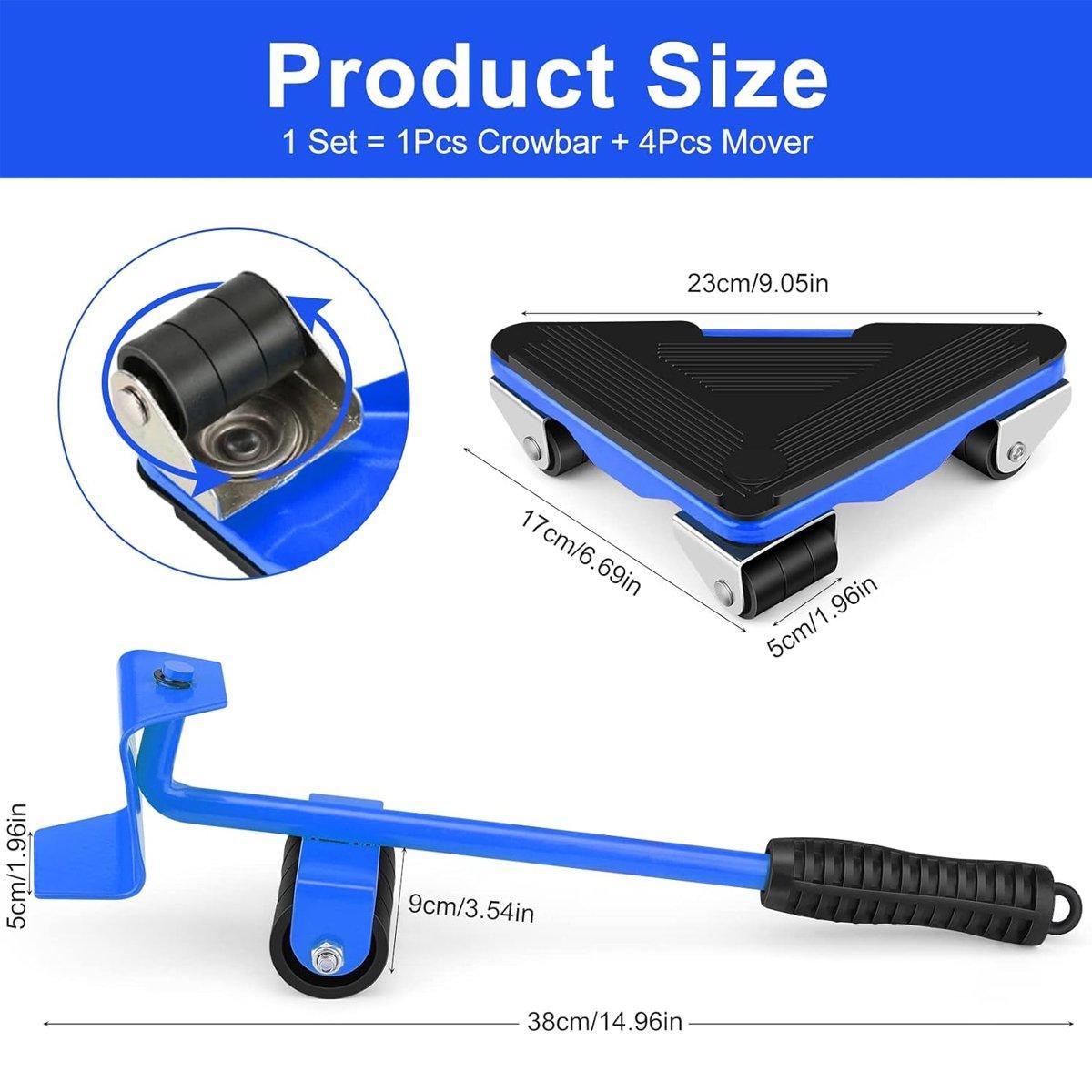 Heavy Duty Moving Tool Set Easy Move Five Piece Furniture Lifter Kit for Home - Red