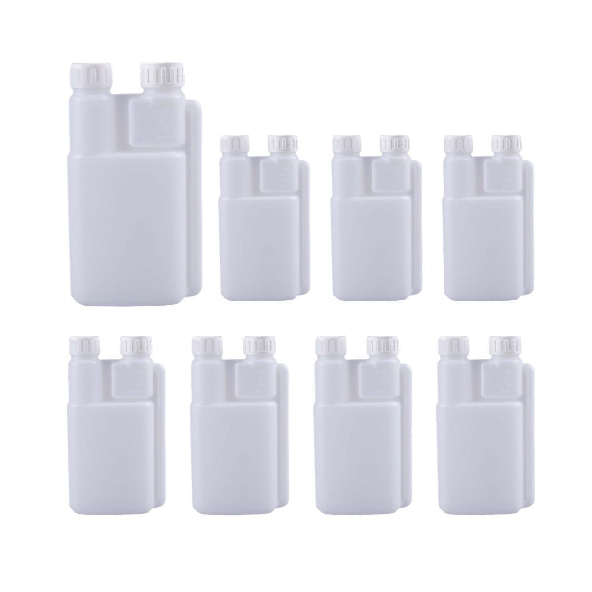 250-1000ml Plastic Twin Chamber Bottle with Tamper Evident Cap for Chemical Liquids - 10Pcs 500ml