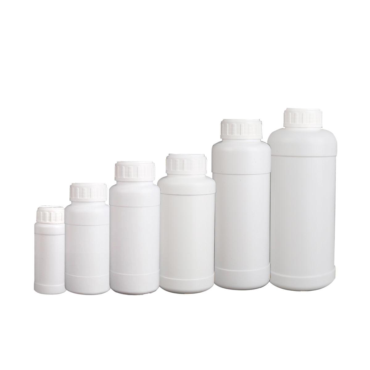 50pcs Chemical Bottle White Plastic Sample Reagent Bottles for Lab Storage - 300ml