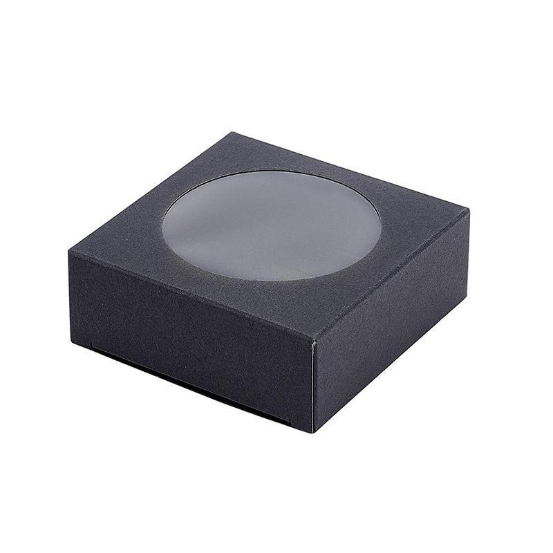 50PCS Handmade Soap Paper Box Round Window Kraft Black White Candy Biscuit Box - Black-50pcs 10*10*2.4CM