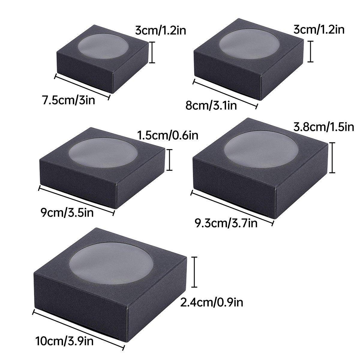 50PCS Handmade Soap Paper Box Round Window Kraft Black White Candy Biscuit Box - Black-50pcs 10*10*2.4CM