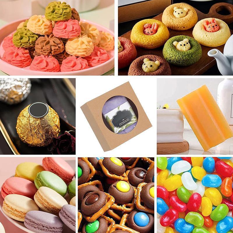 50PCS Handmade Soap Paper Box Round Window Kraft Black White Candy Biscuit Box - Khaki-50pcs 10*10*2.4CM