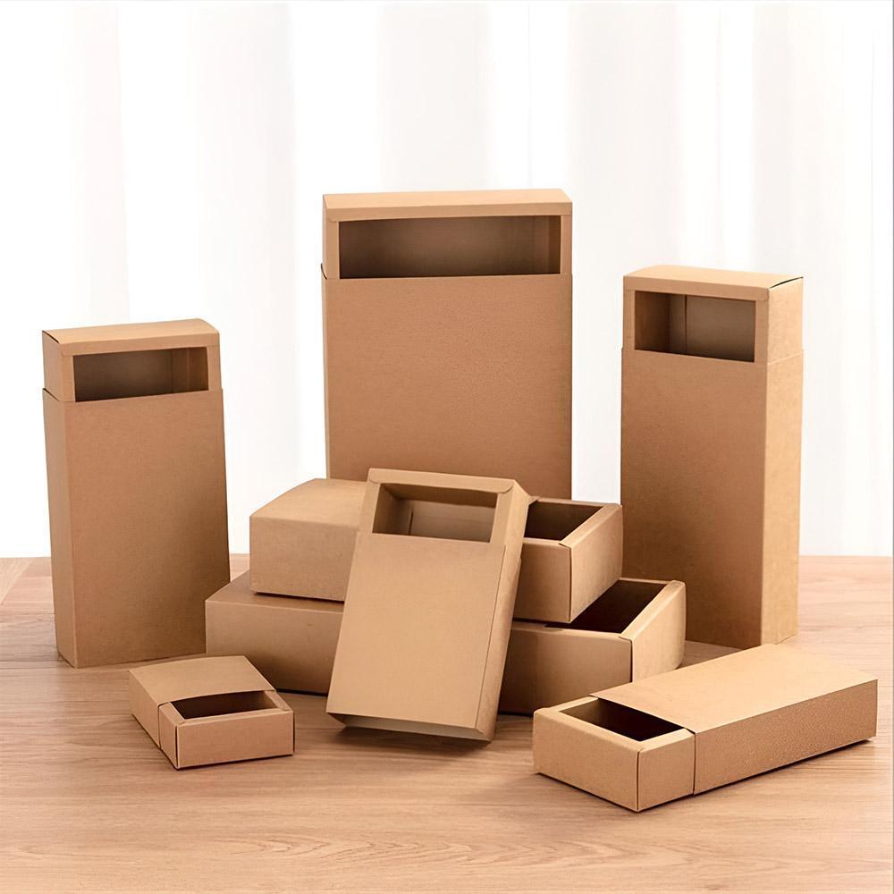 Kraft Paper Drawer Box Packaging Gift Storage Organiser Small Kraft Boxes - 25x8x4cm
