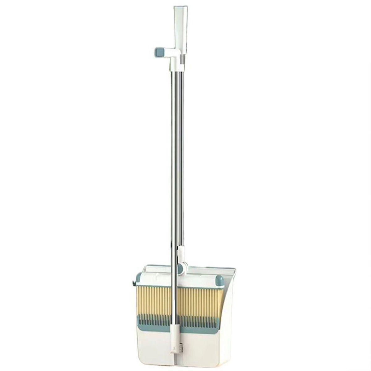 Folding Broom Dustpan Set Rotating Household Sweeping Hair Removal Cleaning Tool - White