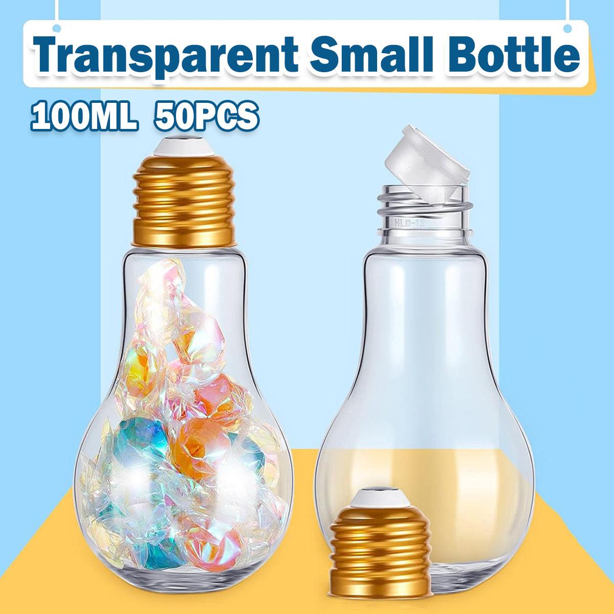 50PCS 100ML Transparent Bulb Bottle Plastic Candy Jar Storage Container Reusable