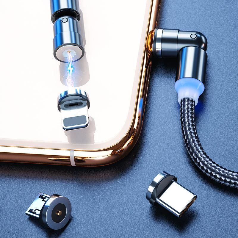 1m 2m Braided Charging Cable with Detachable Connectors for Type C Micro Lightning - Magnet Cable-Red-iPhone-2M