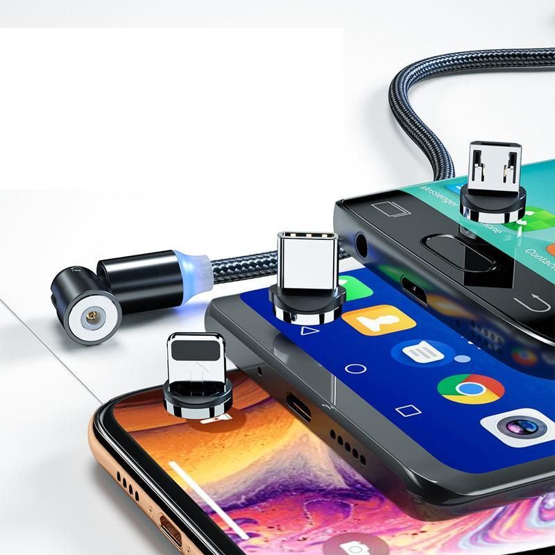 1m 2m Braided Charging Cable with Detachable Connectors for Type C Micro Lightning - Magnet Cable-Red-iPhone-2M