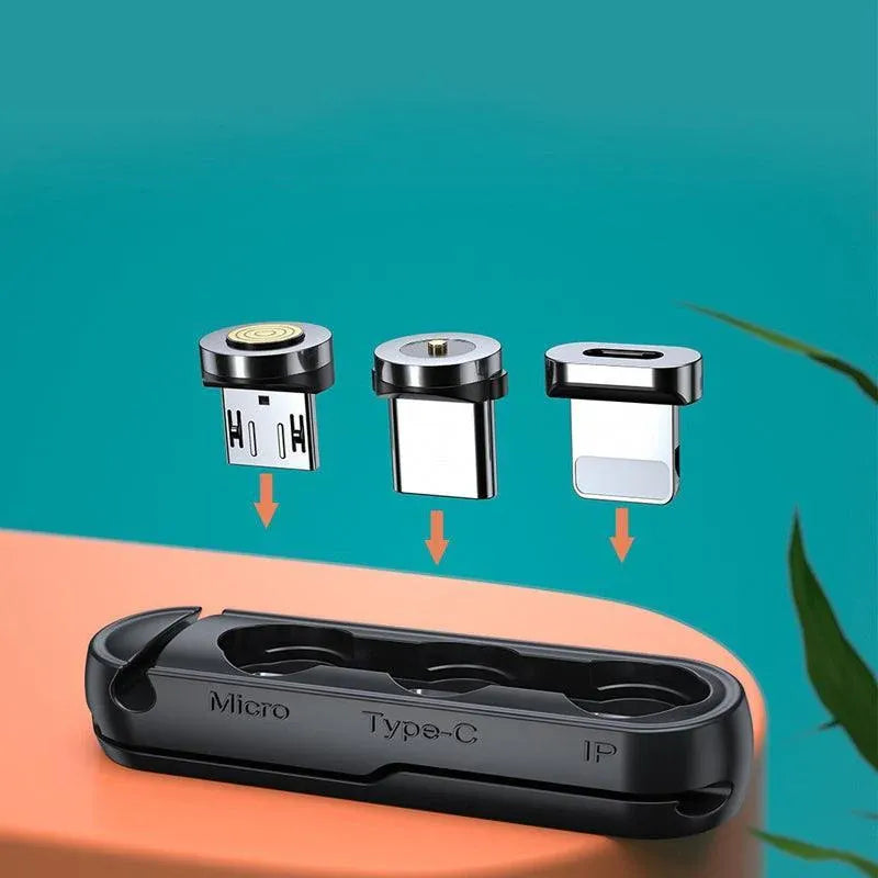 1m 2m Braided Charging Cable with Detachable Connectors for Type C Micro Lightning - Magnet Cable-Red-iPhone-2M