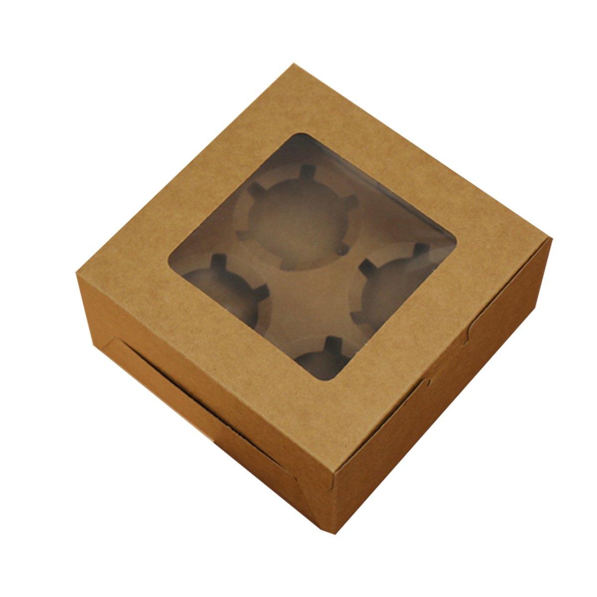 25Pcs Paper Cupcake Box with Window for Party Wedding Bakery Gift Packaging - 6 Holes