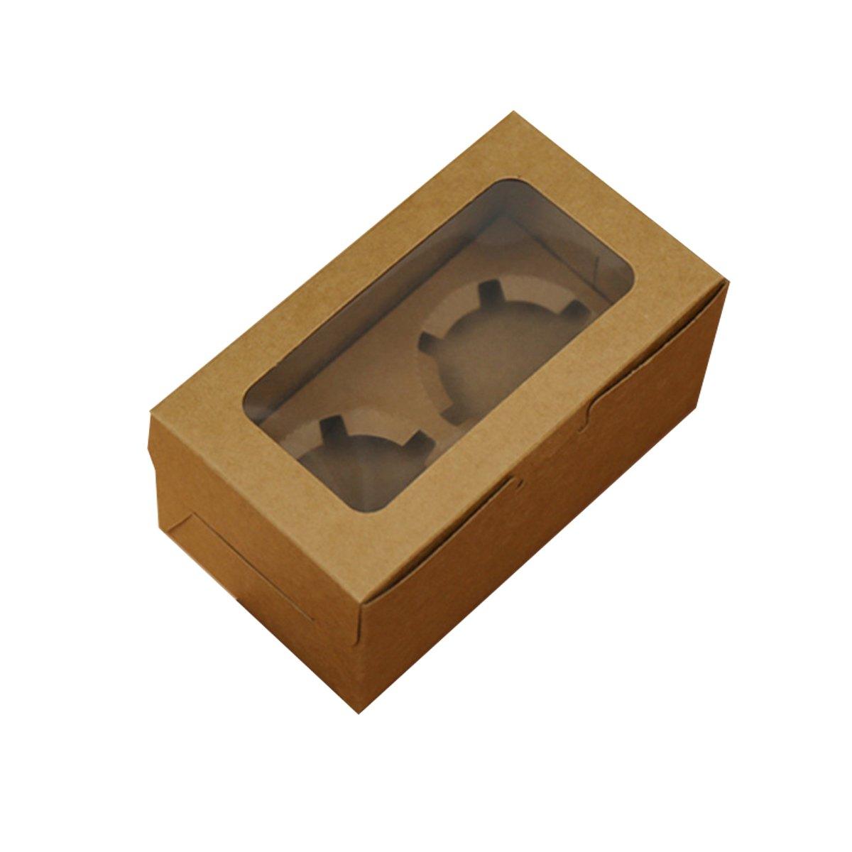 25Pcs Paper Cupcake Box with Window for Party Wedding Bakery Gift Packaging - 6 Holes